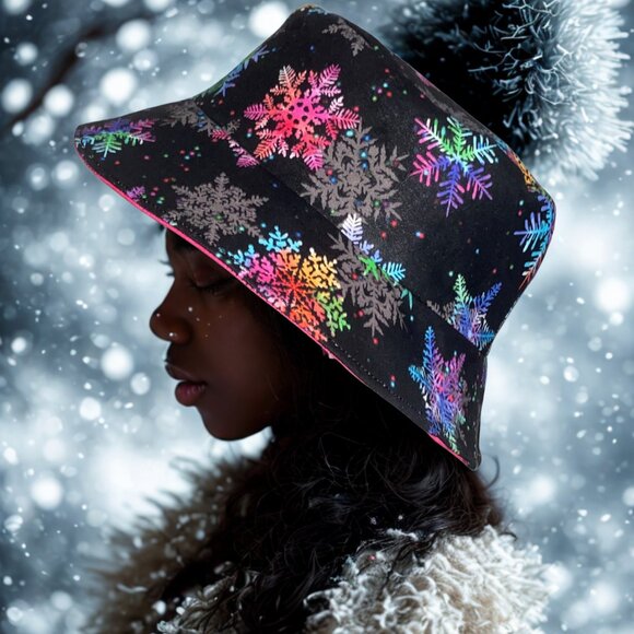 Colorful Snowflake Patterned Print Hat - Picture 7 of 8